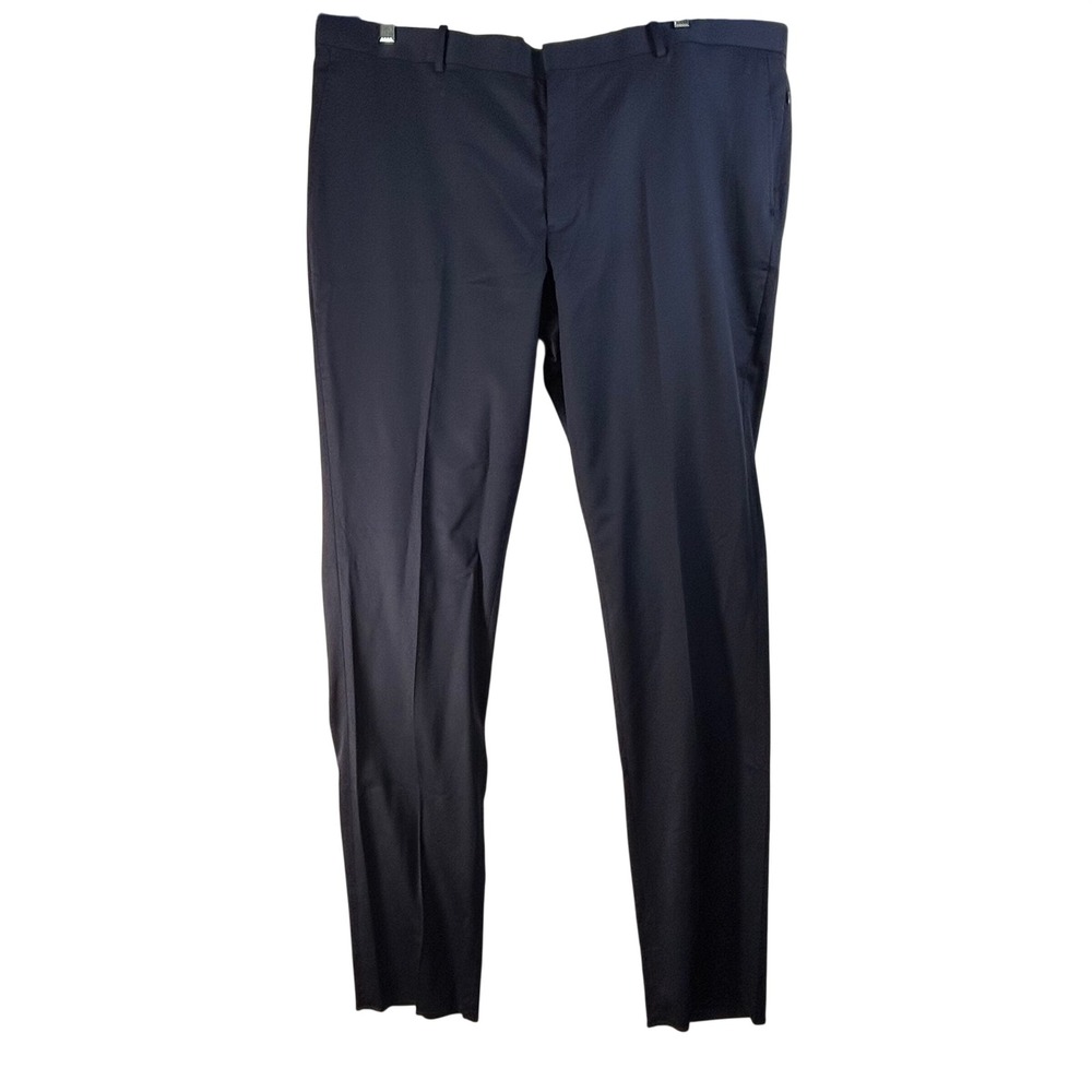 Nordstrom Tech-Smart Trim Fit Navy Blue Wool Stretch Dress Pants Mens 46W x 37L